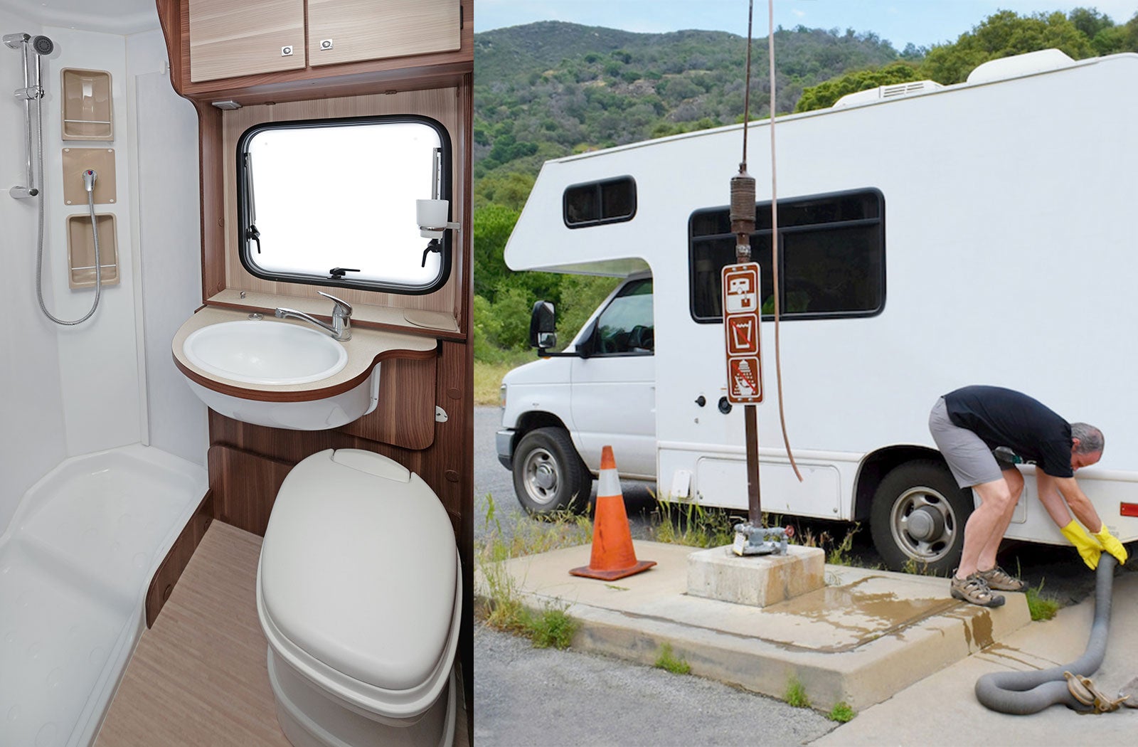 Portable RV/camper toilet and holding tank setup in Ann Arbor, Michigan
